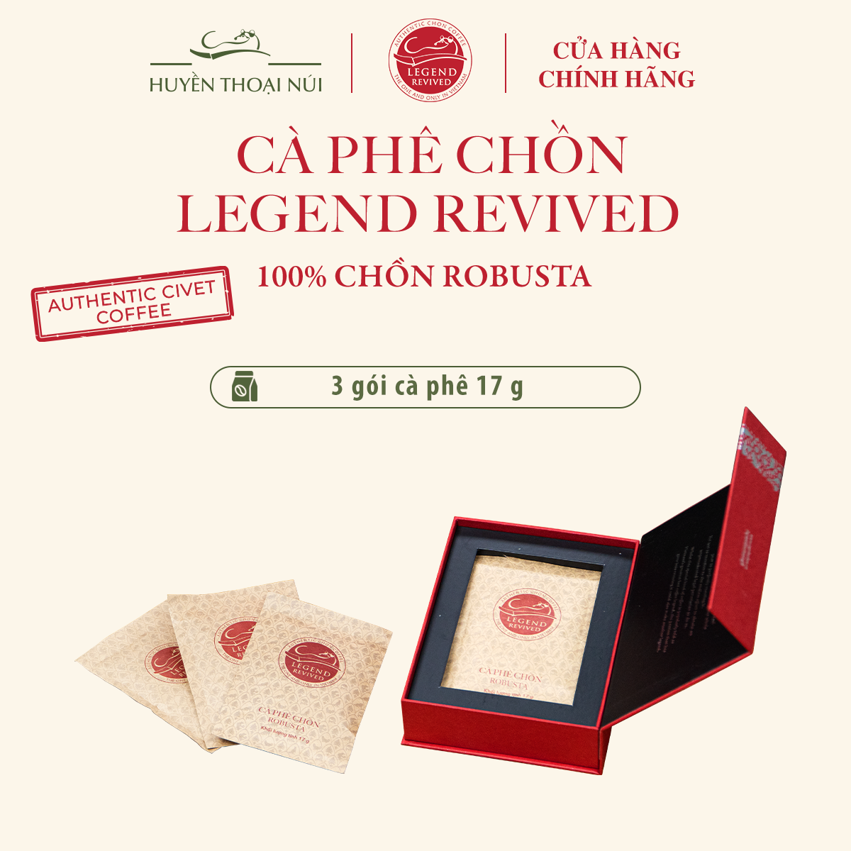 Cà Phê Chồn Cao Cấp Robusta Legend Revived - 100% Authentic Civet Coffee - Lên men tự nhiên - Hộp Giấy Mỹ Thuật 51g (Bột) 9 POST 3 5