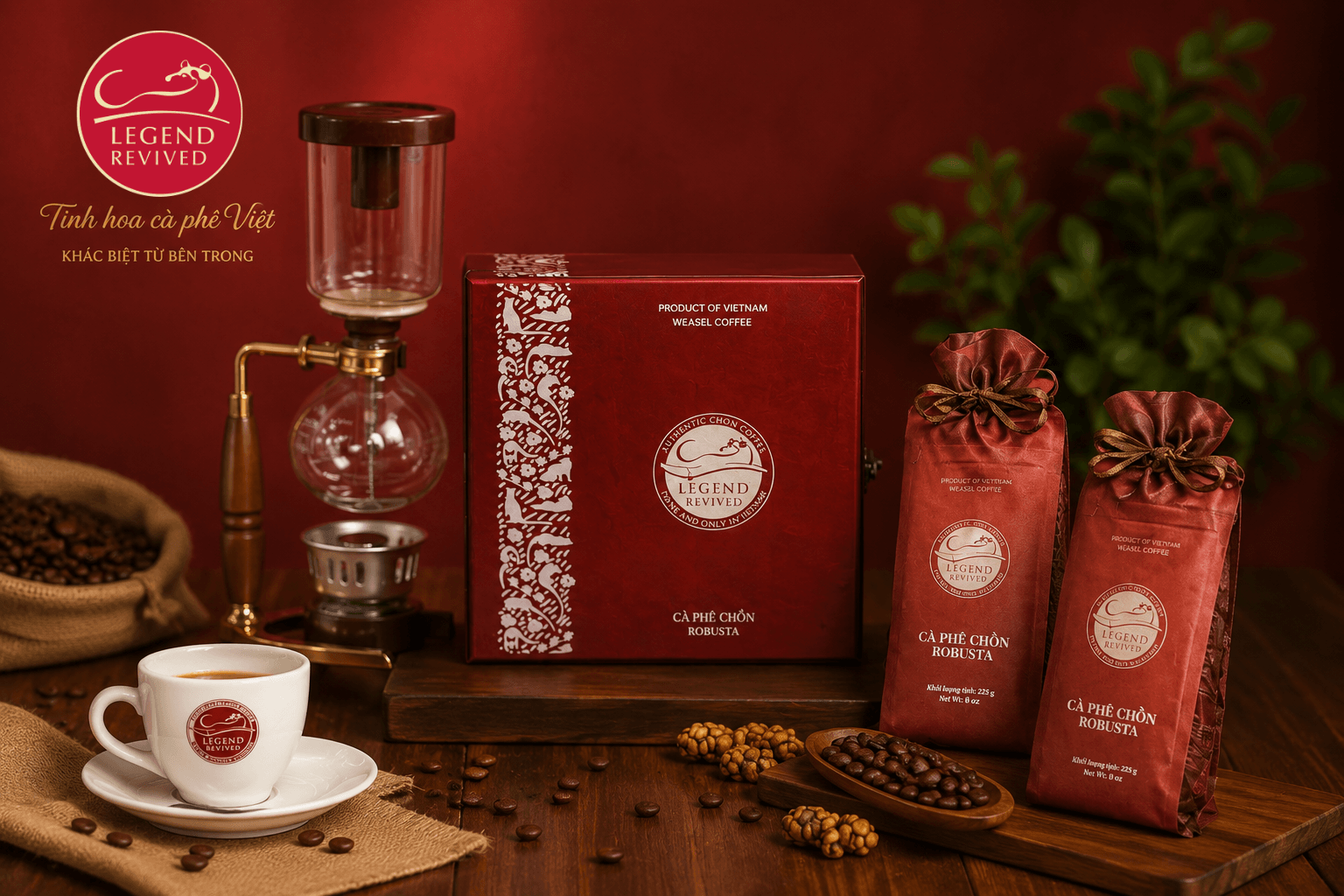 Làm quà tặng: Nên mua cà phê Chồn Legend Revived hộp sơn mài hay hộp giấy nghệ thuật ? 2 caphechonrobusta 1